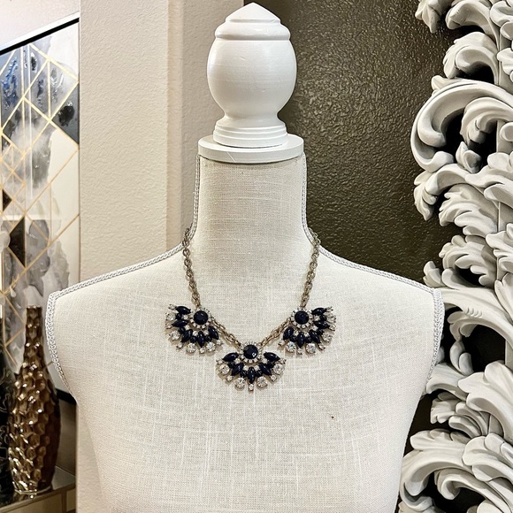 J. Crew Factory Jewelry - J.CREW Factory Navy Blue FAN CRYSTAL Statement NECKLACE